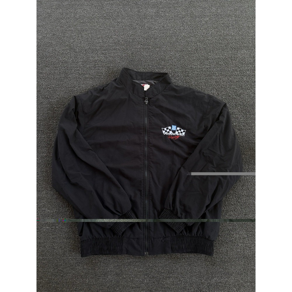 Vintage GM‎ Goodwrench Racing Windbreaker Jacket Black NASCAR 90s USA Made